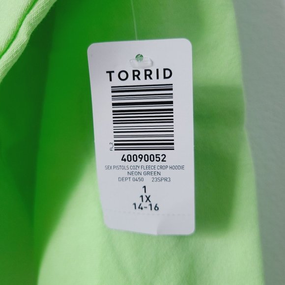 Torrid Sex Pistols Cozy Fleece Crop Hoodie Sweater Plus Size 1X Green - Picture 4 of 6